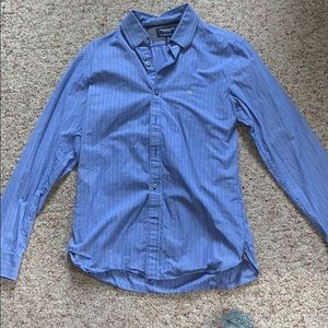Blue American Eagle striped button up dress shirt